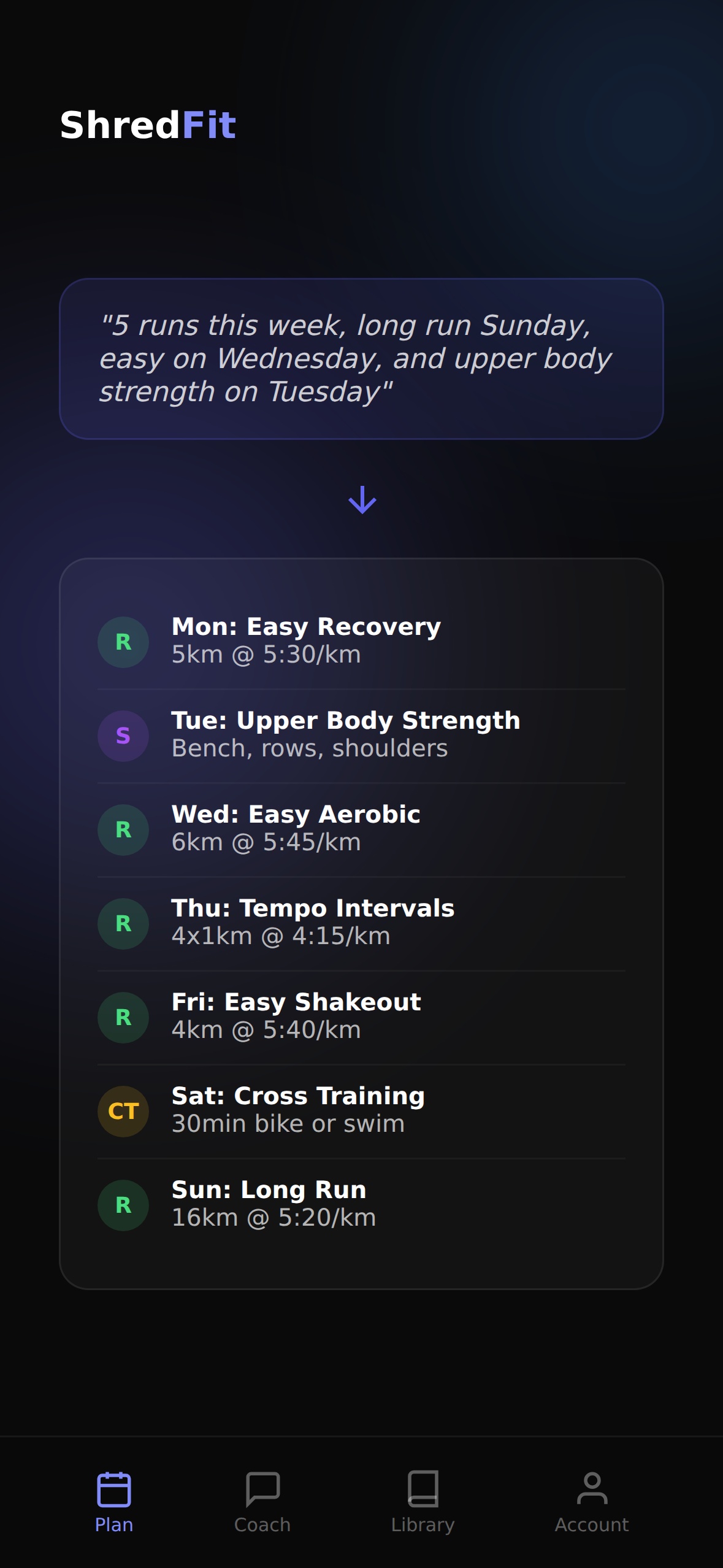 Voice command becomes a full training week
